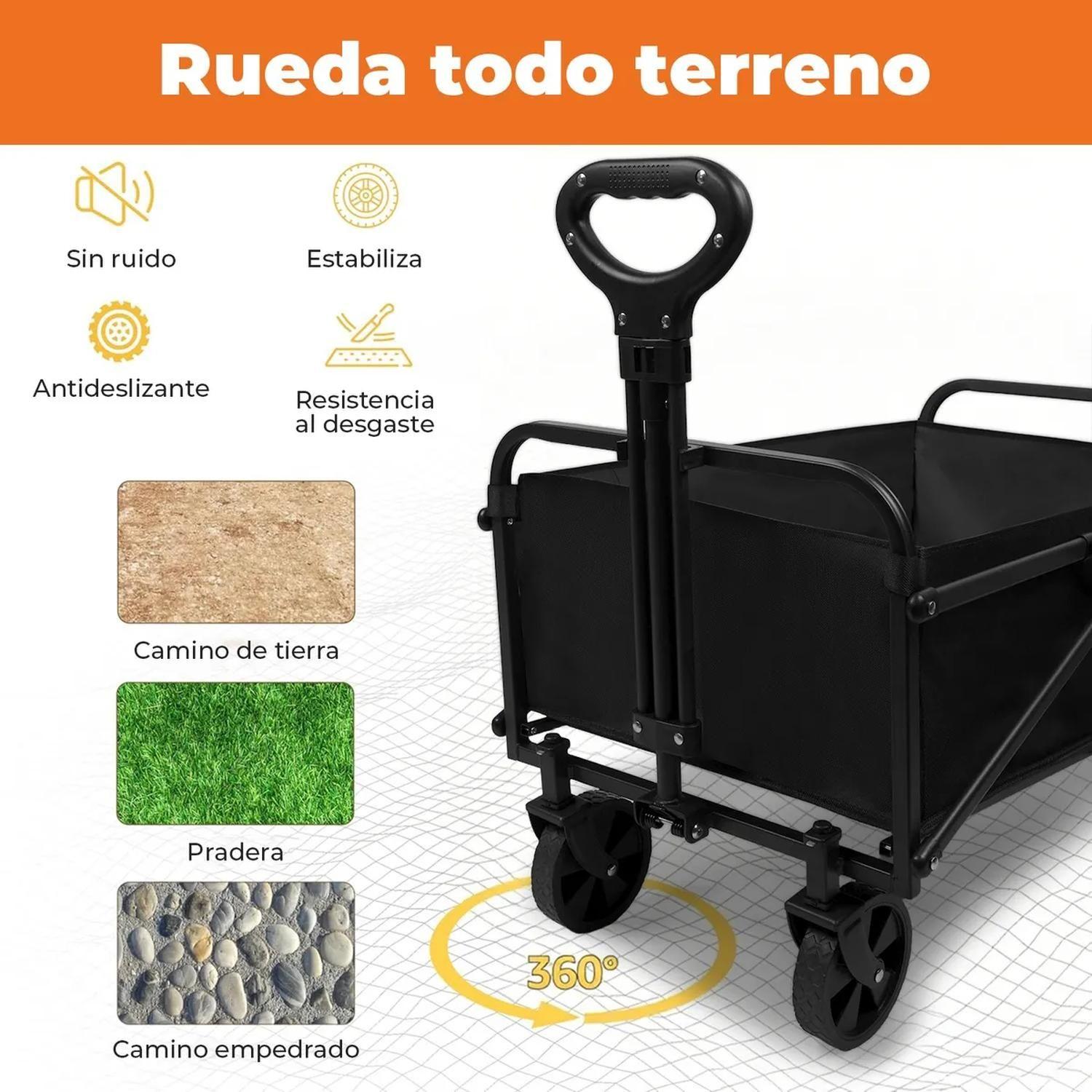 Carrito Arrastre Plegable Resistente Camping-3