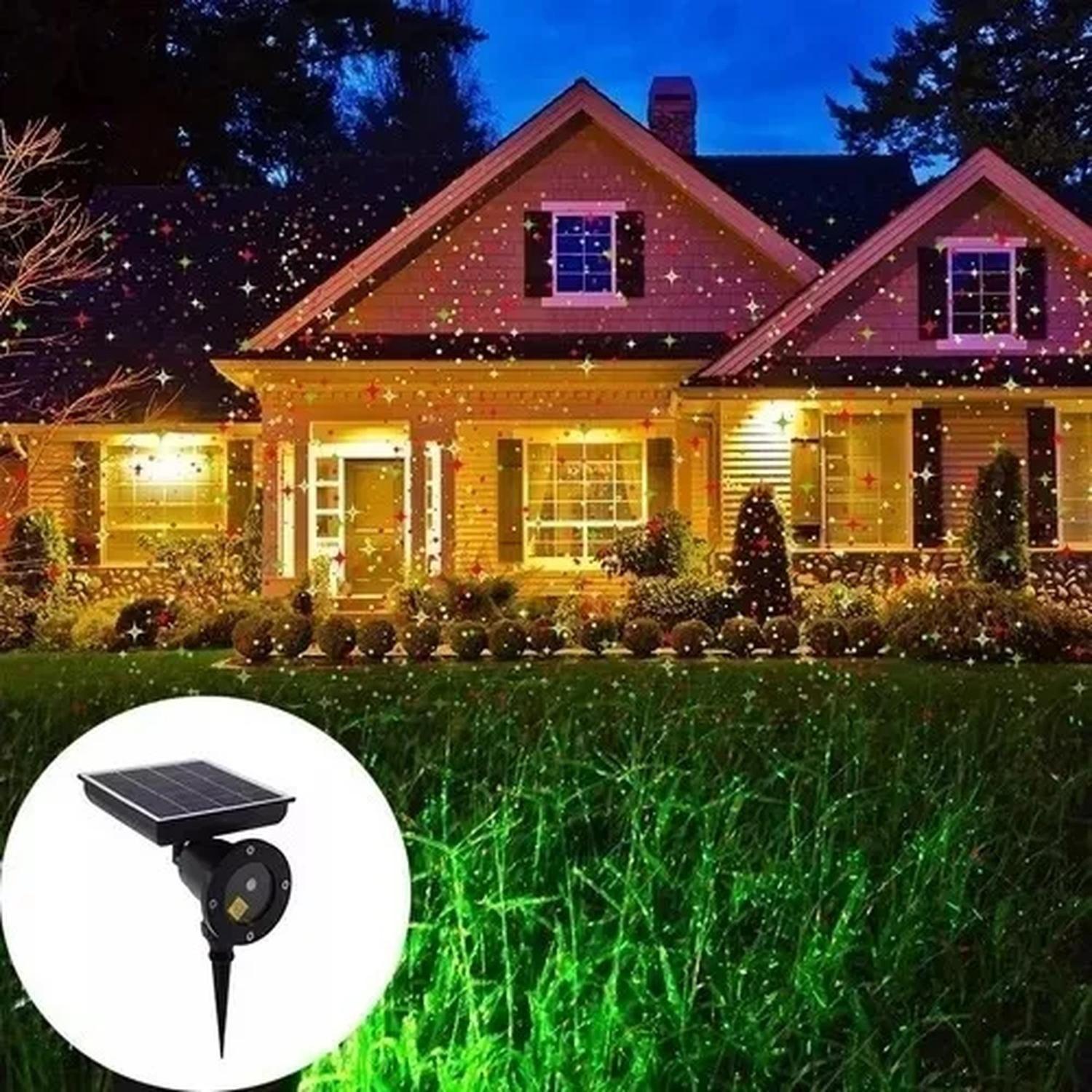 Proyector Luz Laser Solar Con Movimiento Navidad Exterior-3