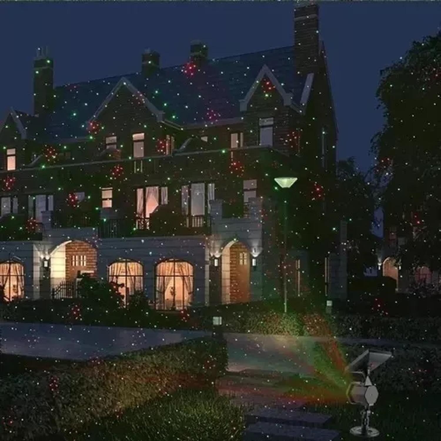 Proyector Luz Laser Solar Con Movimiento Navidad Exterior-5