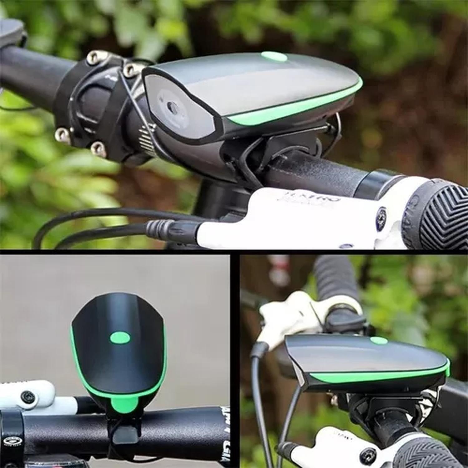 Luz Bicicleta Impermeable Carga Usb Con Bocina Potente-2