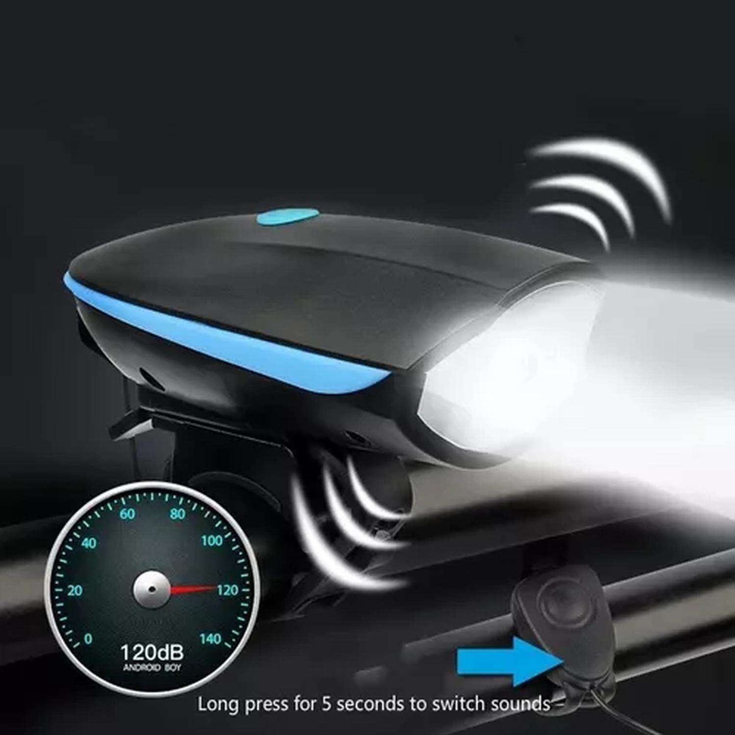 Luz Bicicleta Impermeable Carga Usb Con Bocina Potente-4