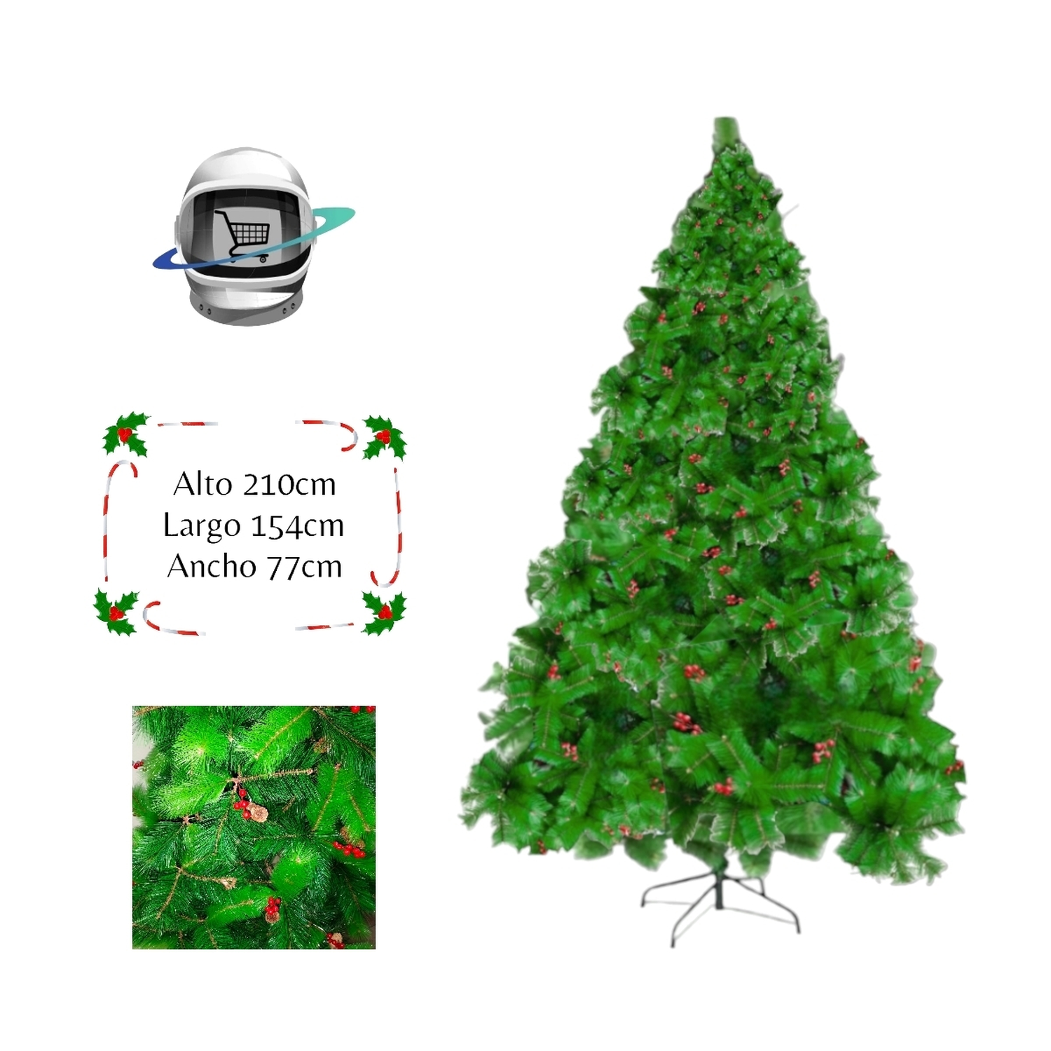 Arbol de Navidad 210cm Berries Piña Ramas Frondoso-0
