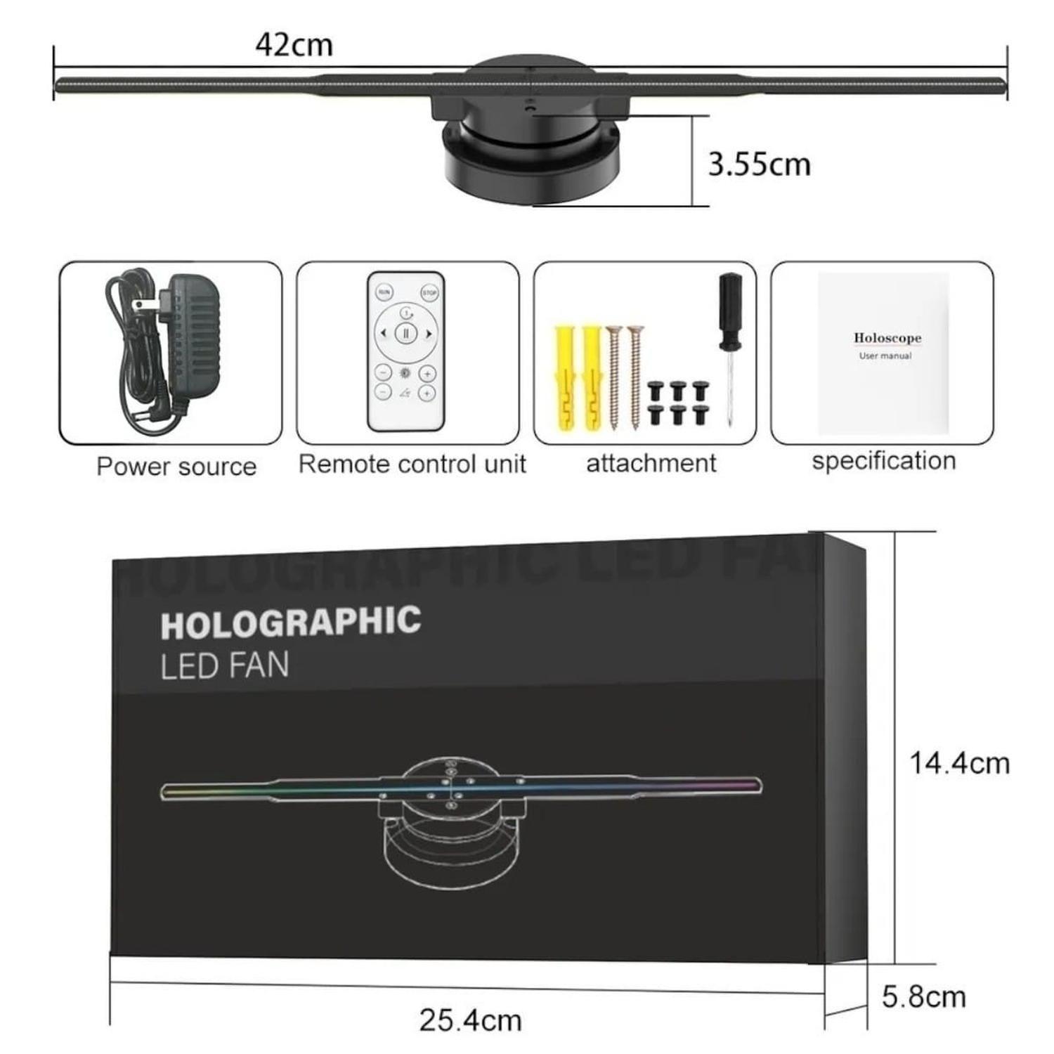 Proyector 3D Holograma 42cm Pared Memoria Control-2