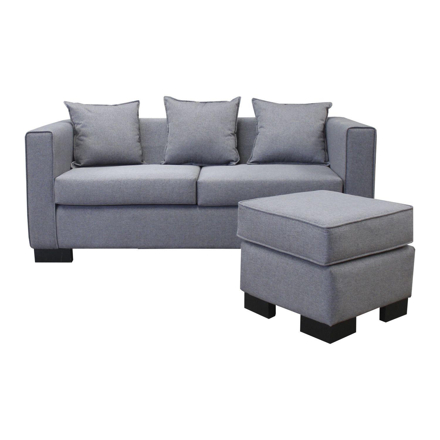 Sofá + Pouff Avanti 3 Cuerpos Color Gris-1