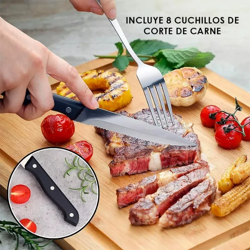 Set 48 Piezas Cubiertos Cuchillería Acero Inoxidable Plateado -5