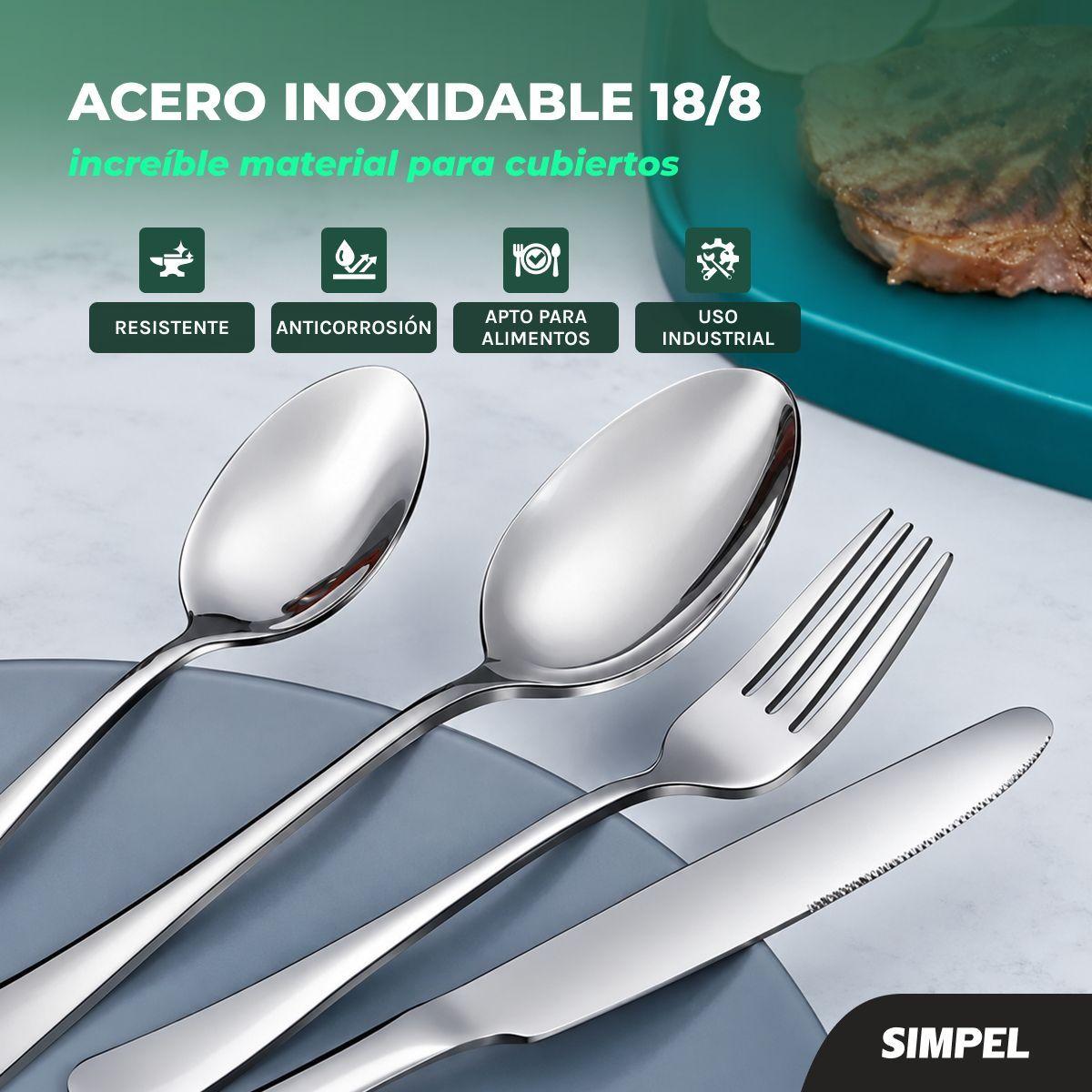 Set 48 Piezas Cubiertos Cuchillería Acero Inoxidable Plateado -1