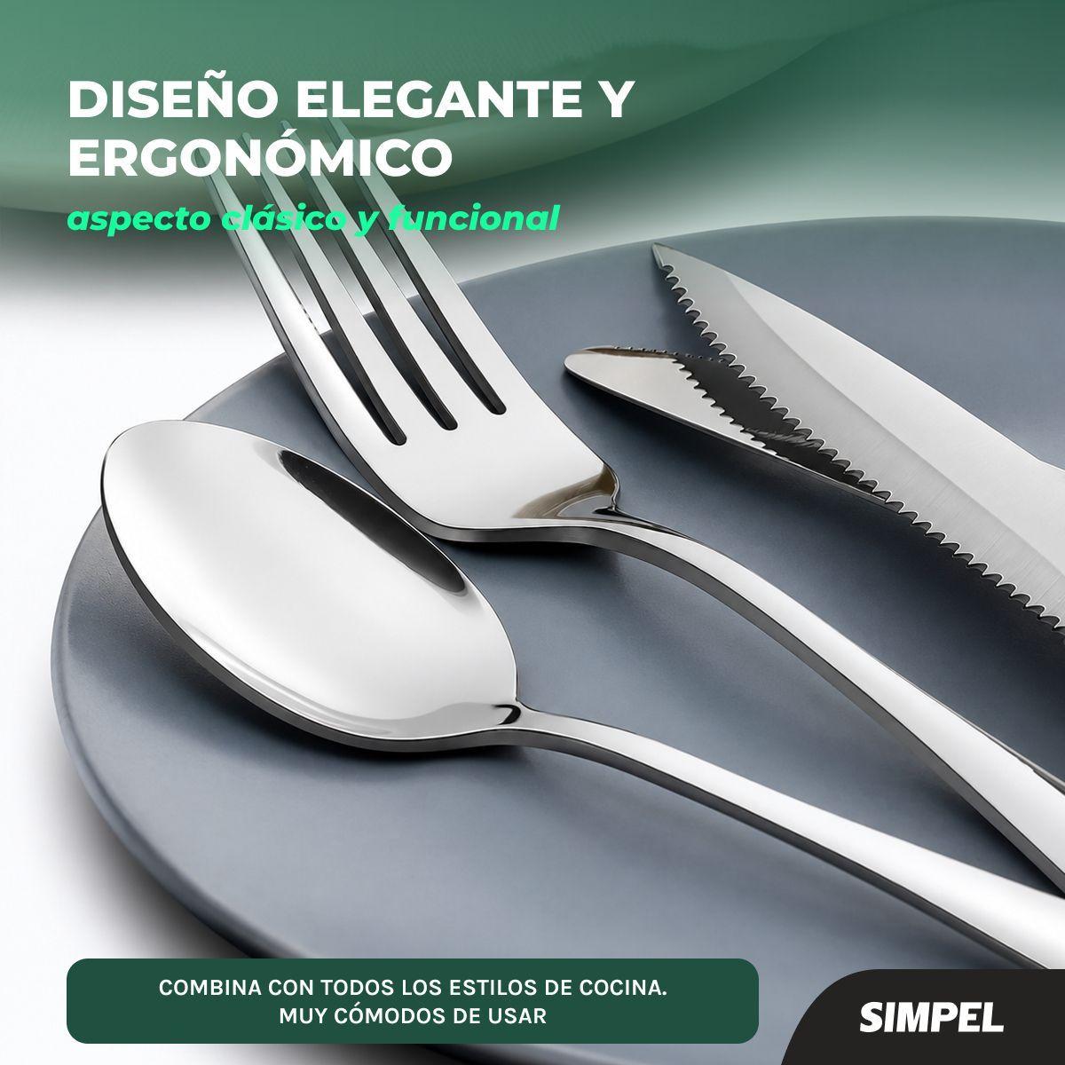 Set 48 Piezas Cubiertos Cuchillería Acero Inoxidable Plateado -2