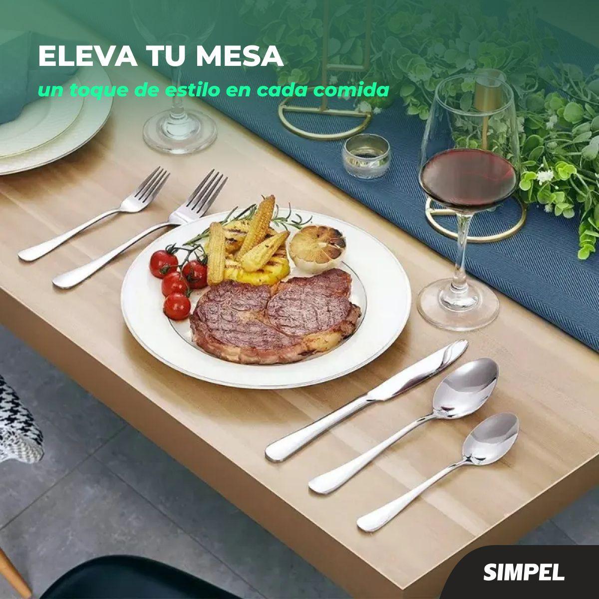Set 48 Piezas Cubiertos Cuchillería Acero Inoxidable Plateado -3