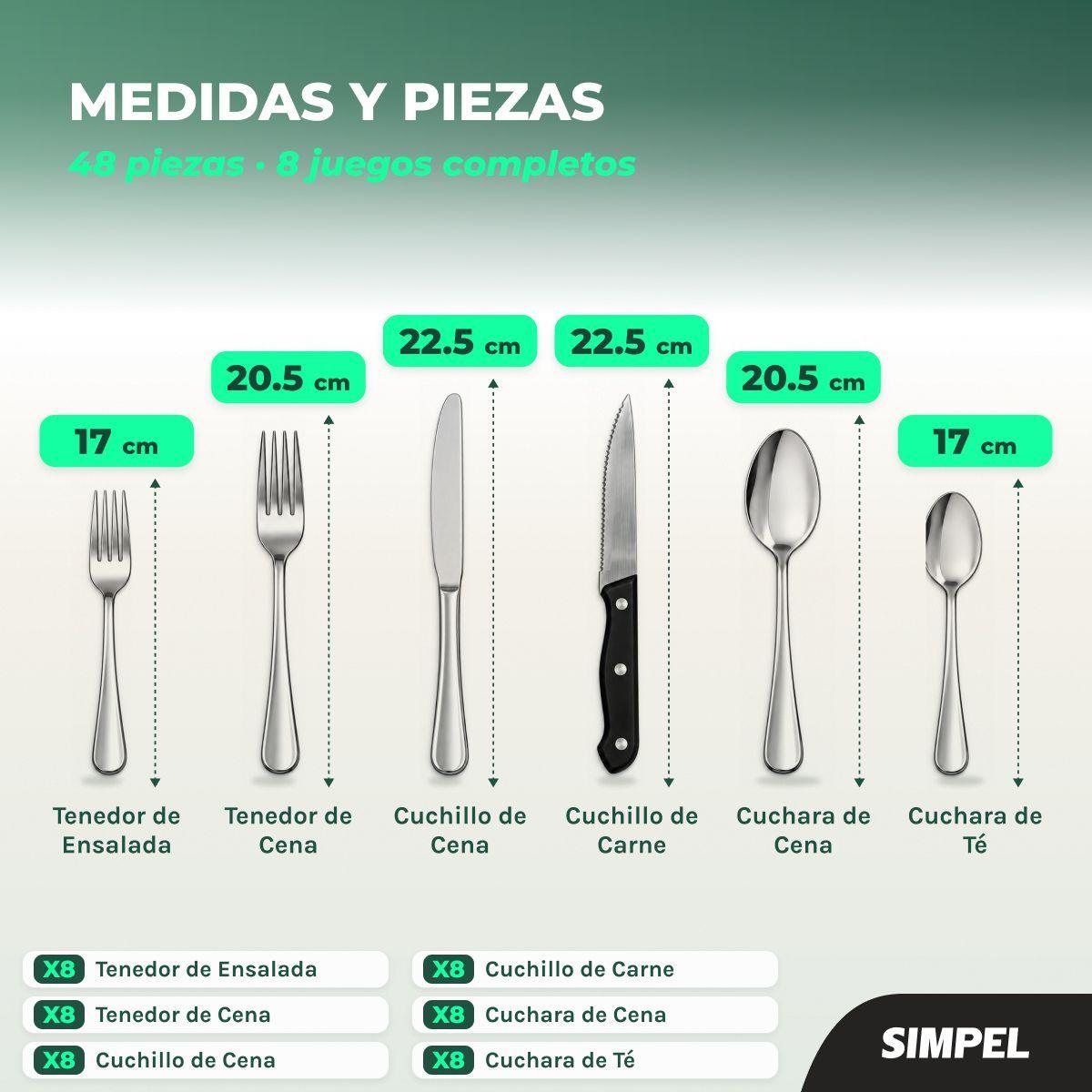 Set 48 Piezas Cubiertos Cuchillería Acero Inoxidable Plateado -4