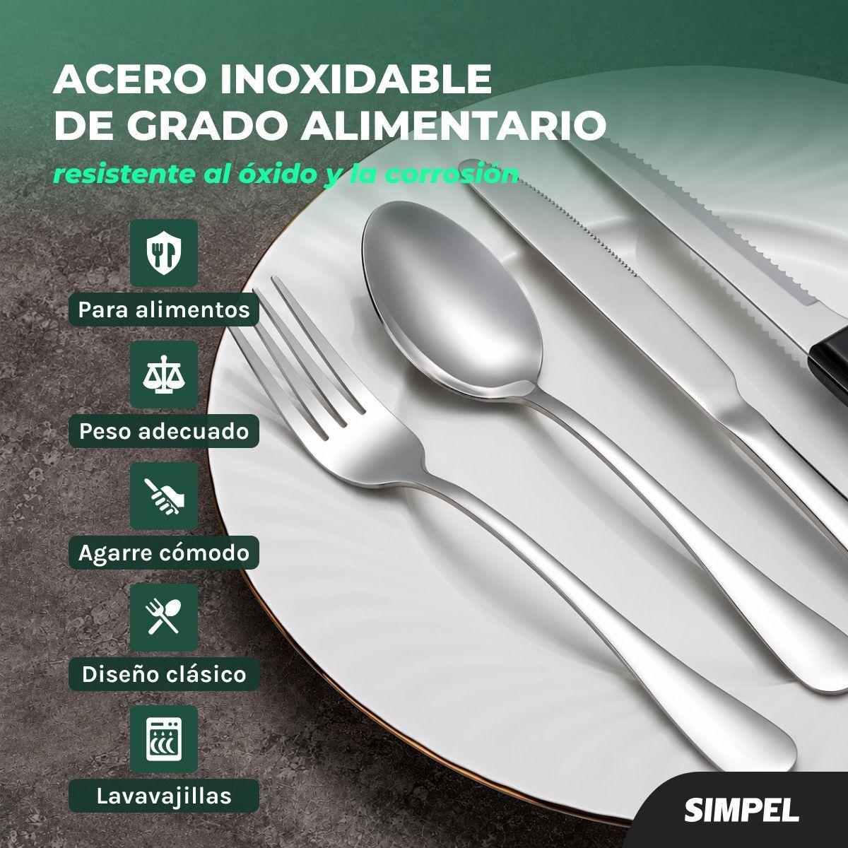 Set 48 Piezas Cubiertos Cuchillería Acero Inoxidable Plateado -6
