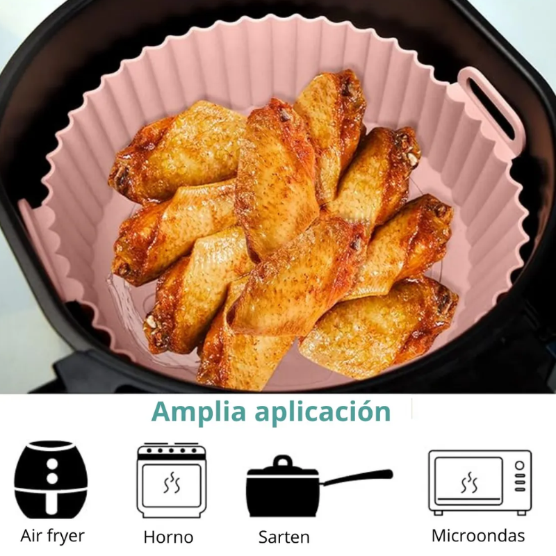 X2 Moldes Air Fryer Bandeja Silicona Antiadherente Reutiliza-2