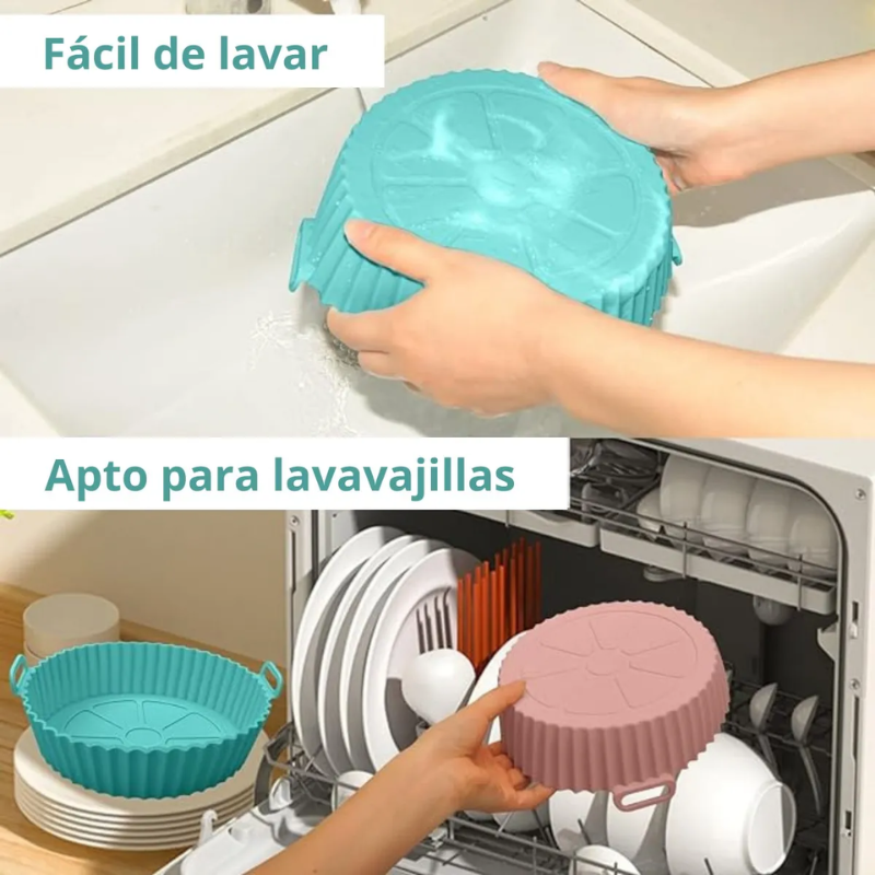 X2 Moldes Air Fryer Bandeja Silicona Antiadherente Reutiliza-3