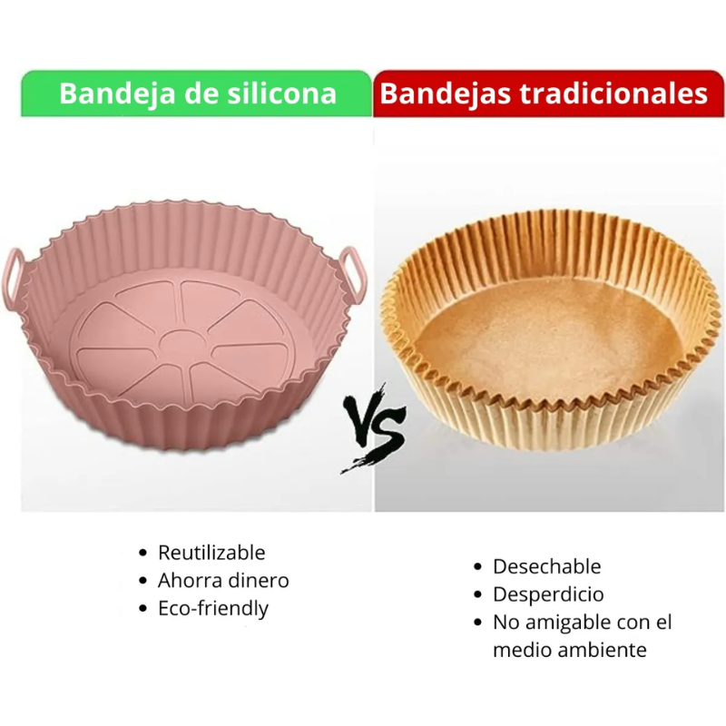 X2 Moldes Air Fryer Bandeja Silicona Antiadherente Reutiliza-5