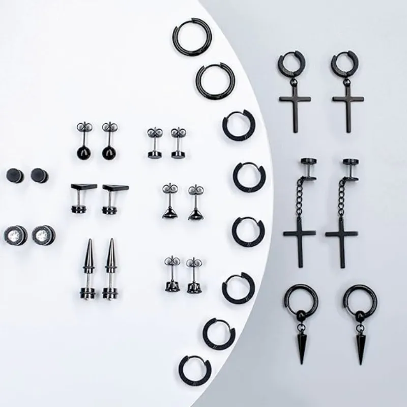 15 Pares Aros Aretes Pendientes Hombre-2