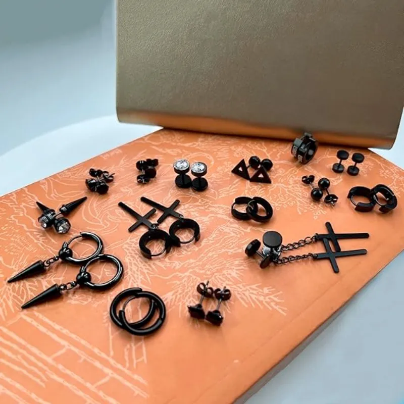 15 Pares Aros Aretes Pendientes Hombre-3