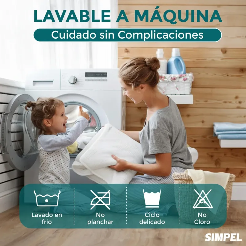 Cubrecolchon Impermeable Bamb Soft Simpel Super King Blanco Rayas-3