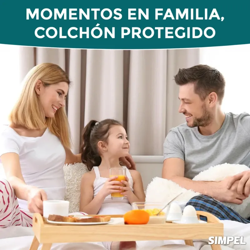 Cubrecolchon Impermeable Bamb Soft Simpel Super King Blanco Rayas-5