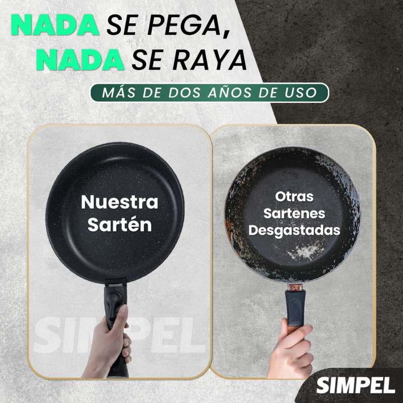 Juego De Ollas Y Sarten Simpel Antiadherente Granito 15pzs Negro-3