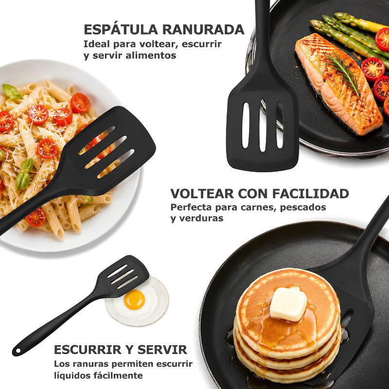 Set 4 Piezas Utensilios De Cocina De Silicona Antiadherentes-3