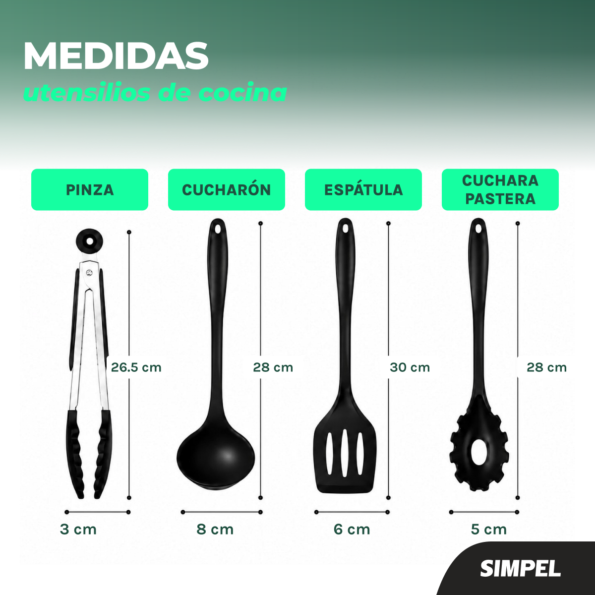 Set 4 Piezas Utensilios De Cocina De Silicona Antiadherentes-2