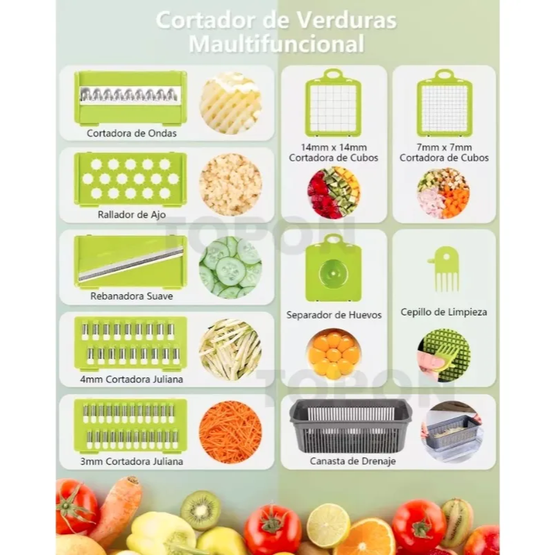 Multi Picador Vegetales 15 Pzs Cortador Verduras 1 2L-2