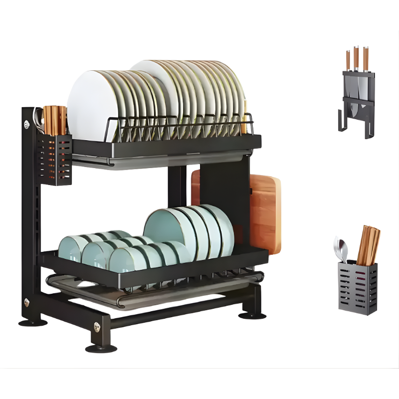 Secador Escurridor De Loza 2 Niveles Organizador De Cocina-0