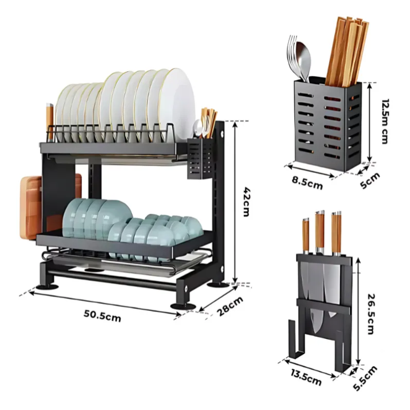 Secador Escurridor De Loza 2 Niveles Organizador De Cocina-1