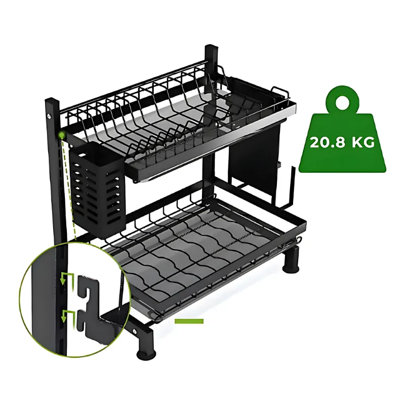 Secador Escurridor De Loza 2 Niveles Organizador De Cocina-3