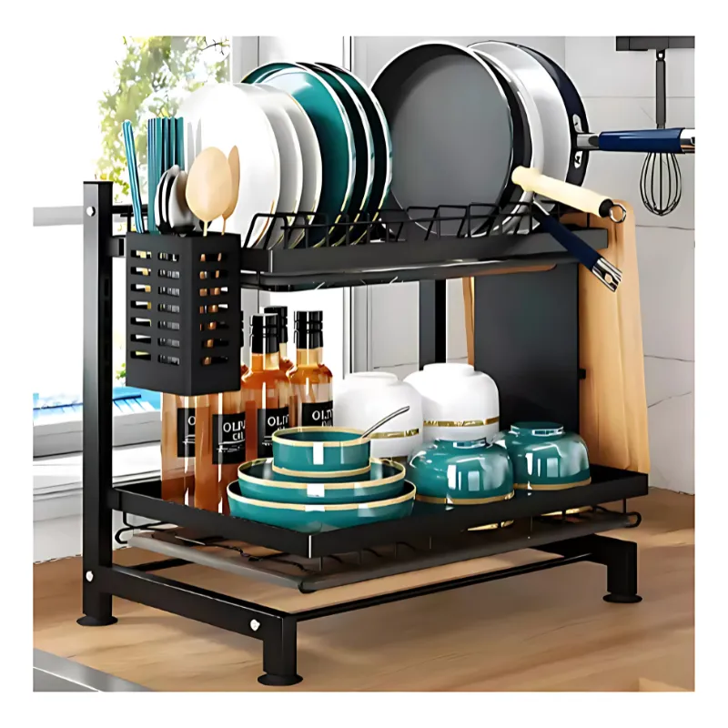 Secador Escurridor De Loza 2 Niveles Organizador De Cocina-5