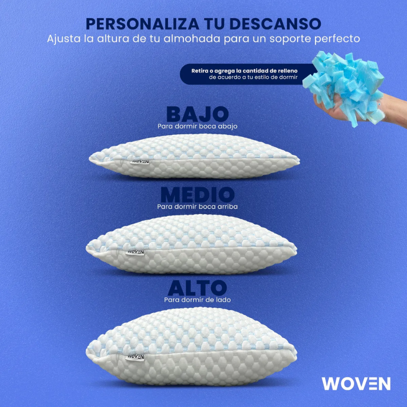 Almohada Viscoel stica Refrescante Woven Altura Ajustable Blanco-2