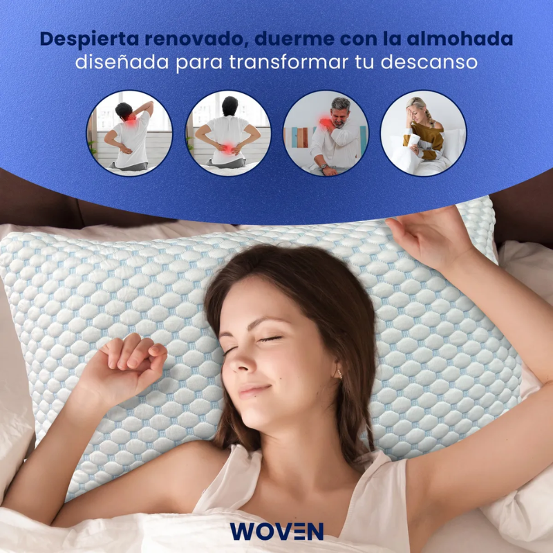 Almohada Viscoel stica Refrescante Woven Altura Ajustable Blanco-3