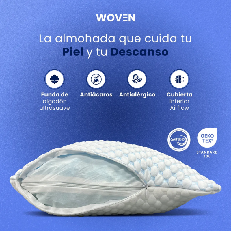 Almohada Viscoel stica Refrescante Woven Altura Ajustable Blanco-4
