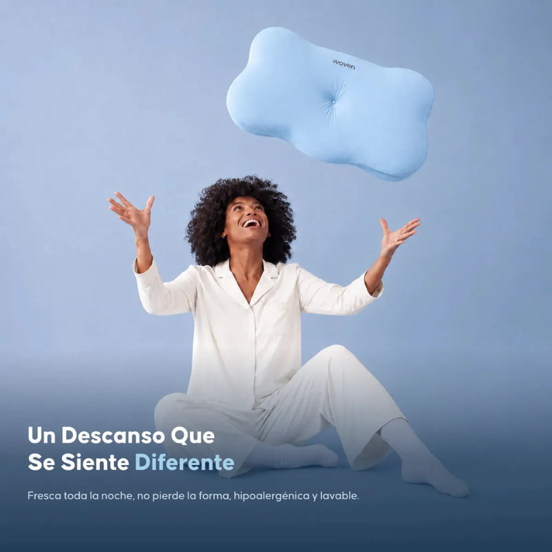 Almohada Cervical Ortopédica Woven Memory Foam Ultra Suave Cloudalign Azul-3