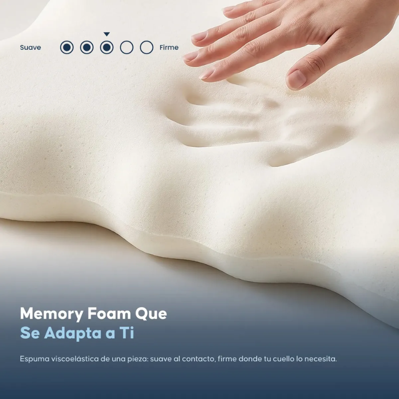 Almohada Cervical Ortopédica Woven Memory Foam Ultra Suave Cloudalign Azul-4