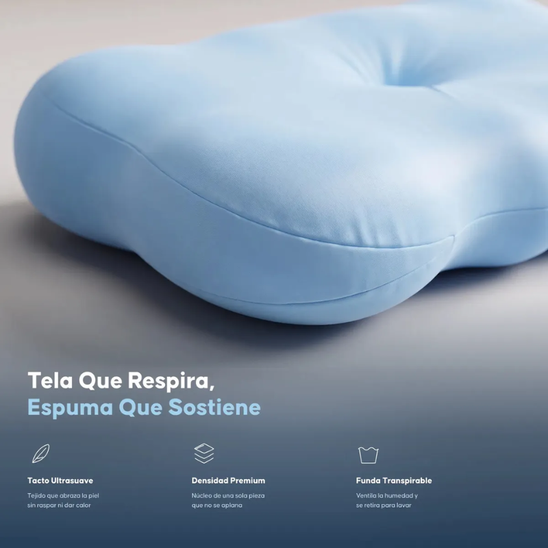 Almohada Cervical Ortopédica Woven Memory Foam Ultra Suave Cloudalign Azul-8