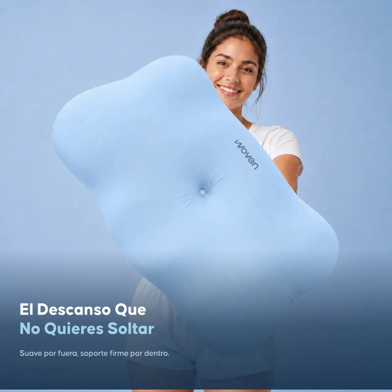 Almohada Cervical Ortopédica Woven Memory Foam Ultra Suave Cloudalign Azul-9