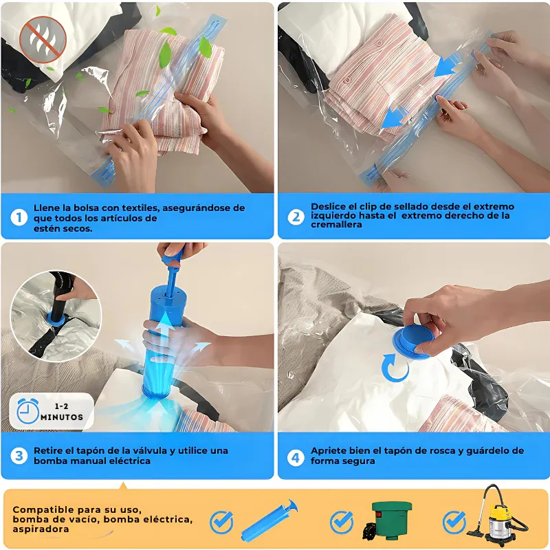 Pack 5 Bolsas Al Vacío Organizadoras Bomba Manual-5