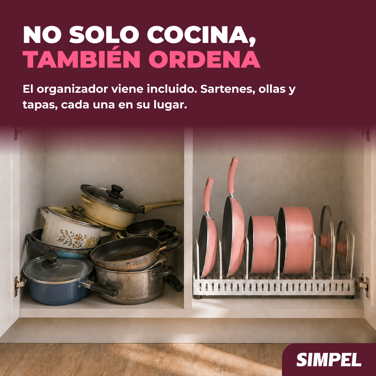 Juego De Ollas Y Sartenes 7 Piezas Antiadherente De Cer mica Rosa-6
