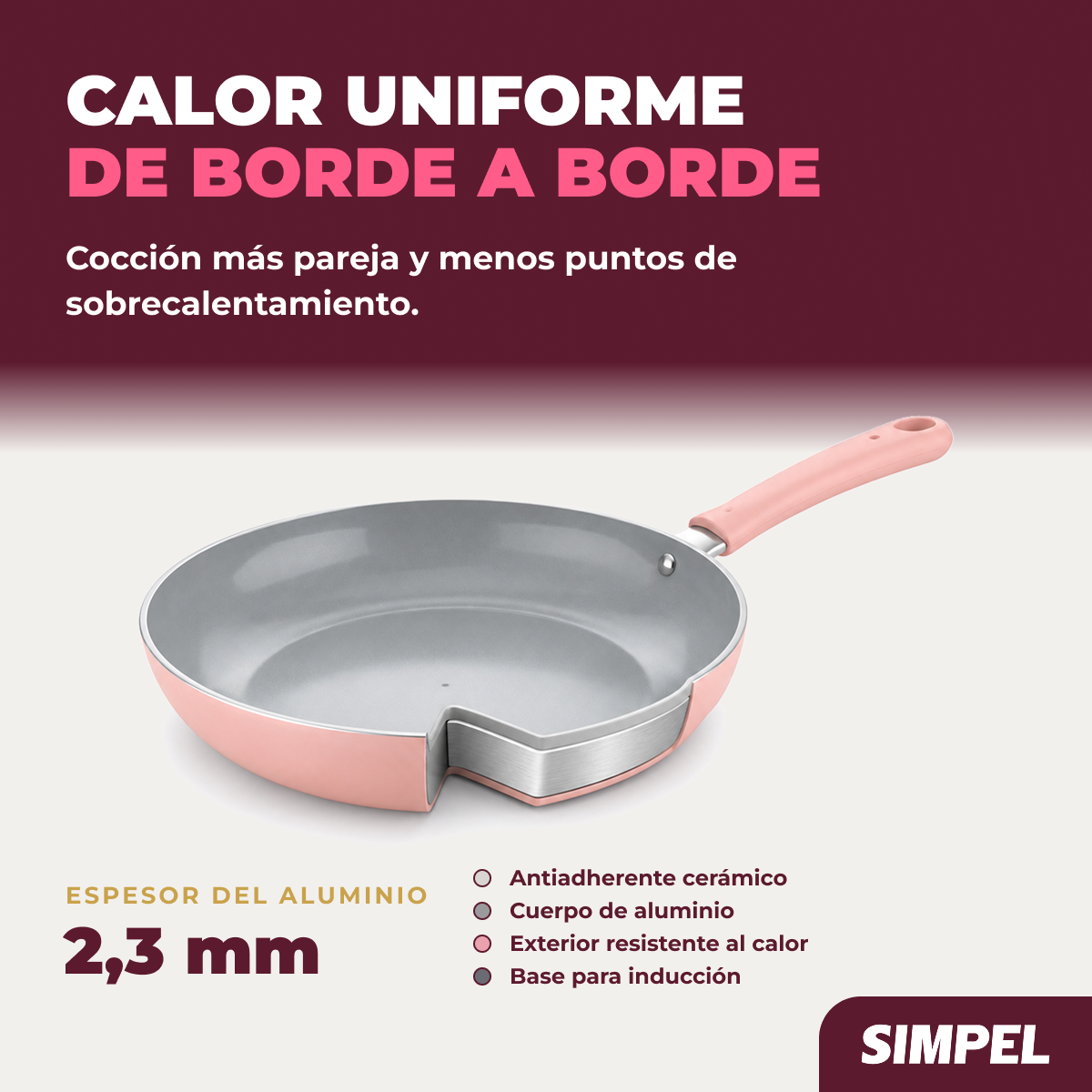 Juego De Ollas Y Sartenes 7 Piezas Antiadherente De Cer mica Rosa-7