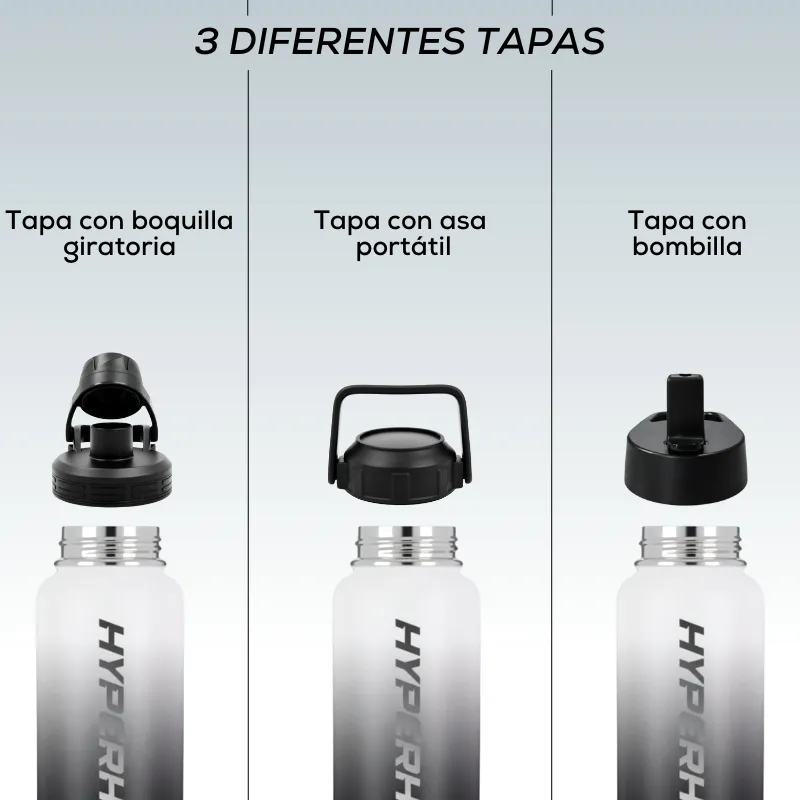 Termo Acero Inoxidable 1lt Hyperhike Botella T rmica 3 Tapas-3