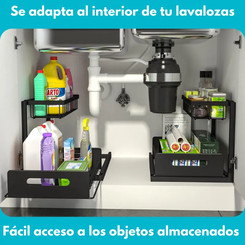 Organizador De Cocina Retráctil Multiuso Debajo Lavalozas-7