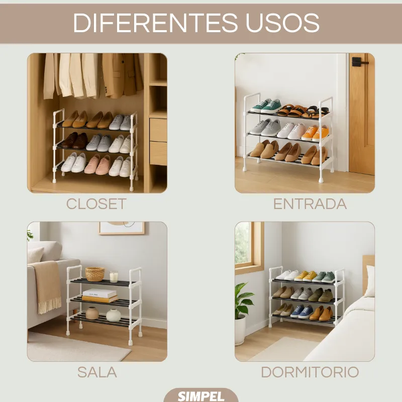 Rack Zapatero Extensible Simpel Orgnanizadores De Zapatos Blanco-1