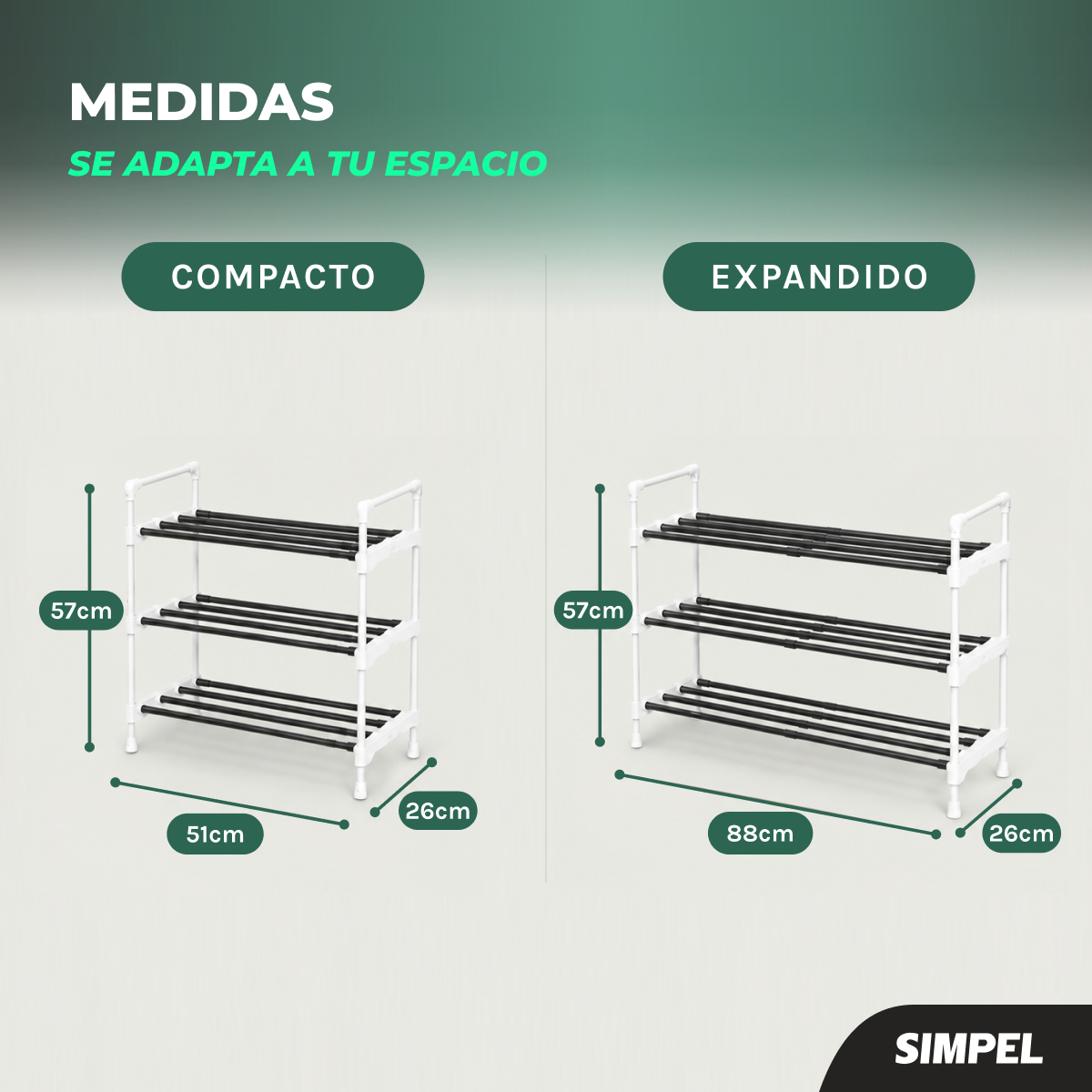 Rack Zapatero Extensible Simpel Orgnanizadores De Zapatos Blanco-2