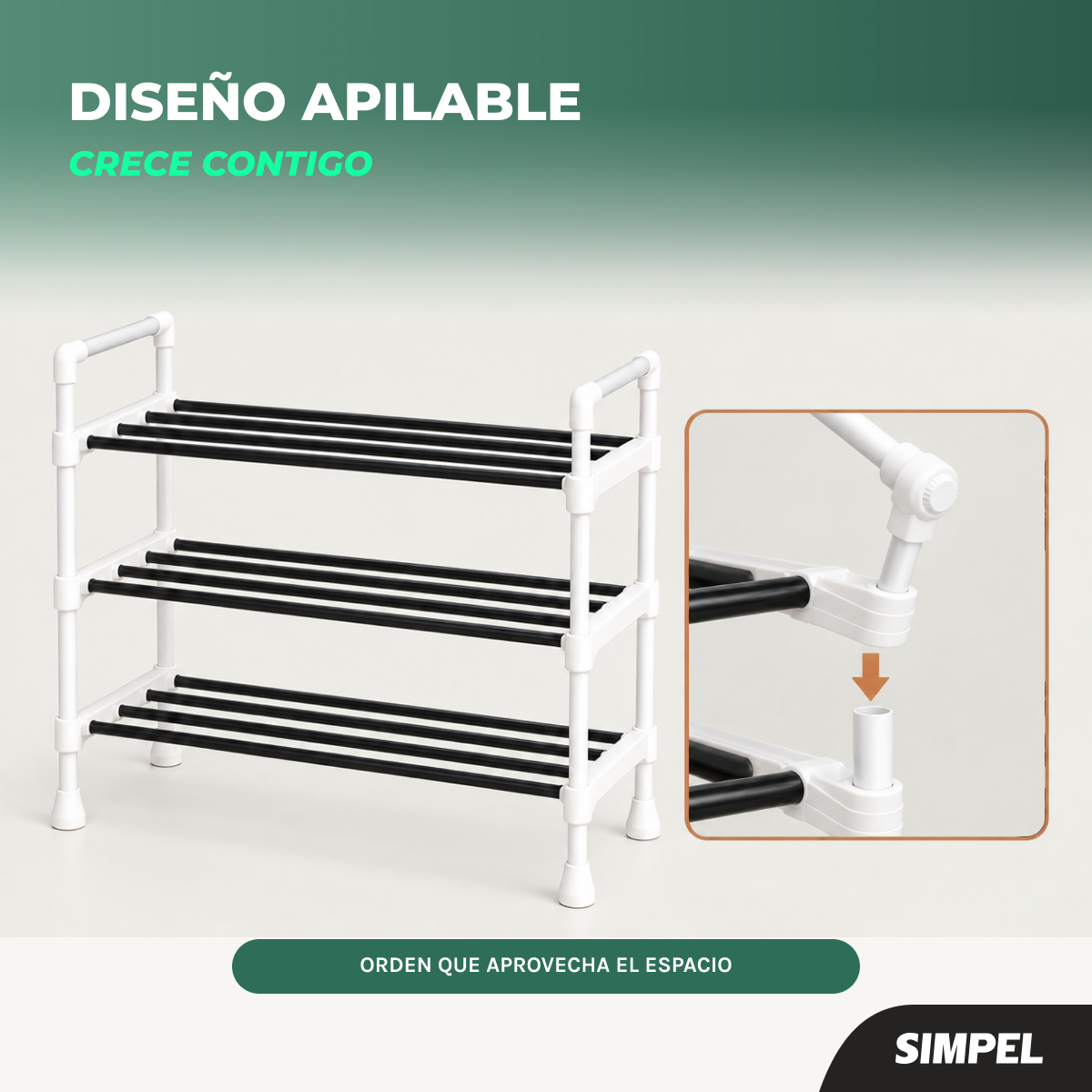 Rack Zapatero Extensible Simpel Orgnanizadores De Zapatos Blanco-6