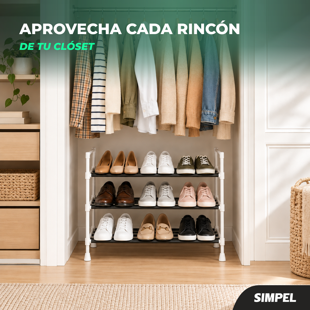 Rack Zapatero Extensible Simpel Orgnanizadores De Zapatos Blanco-7