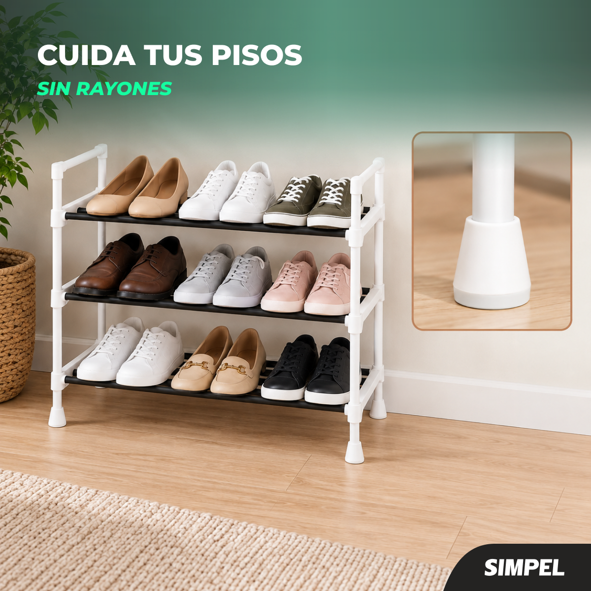 Rack Zapatero Extensible Simpel Orgnanizadores De Zapatos Blanco-8