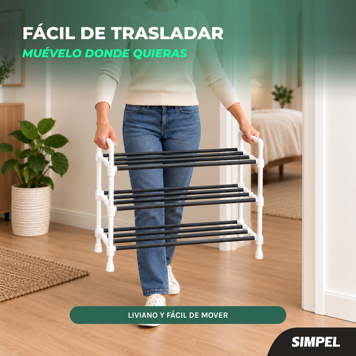 Rack Zapatero Extensible Simpel Orgnanizadores De Zapatos Blanco-9