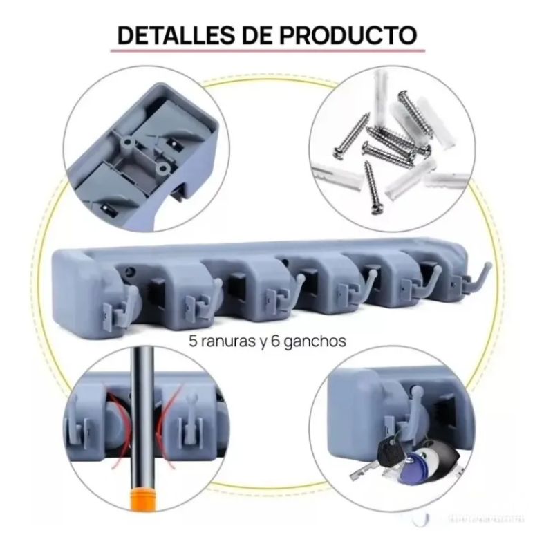 Base Escobillon Soporte Escoba Mopa Trapero Cocina-4