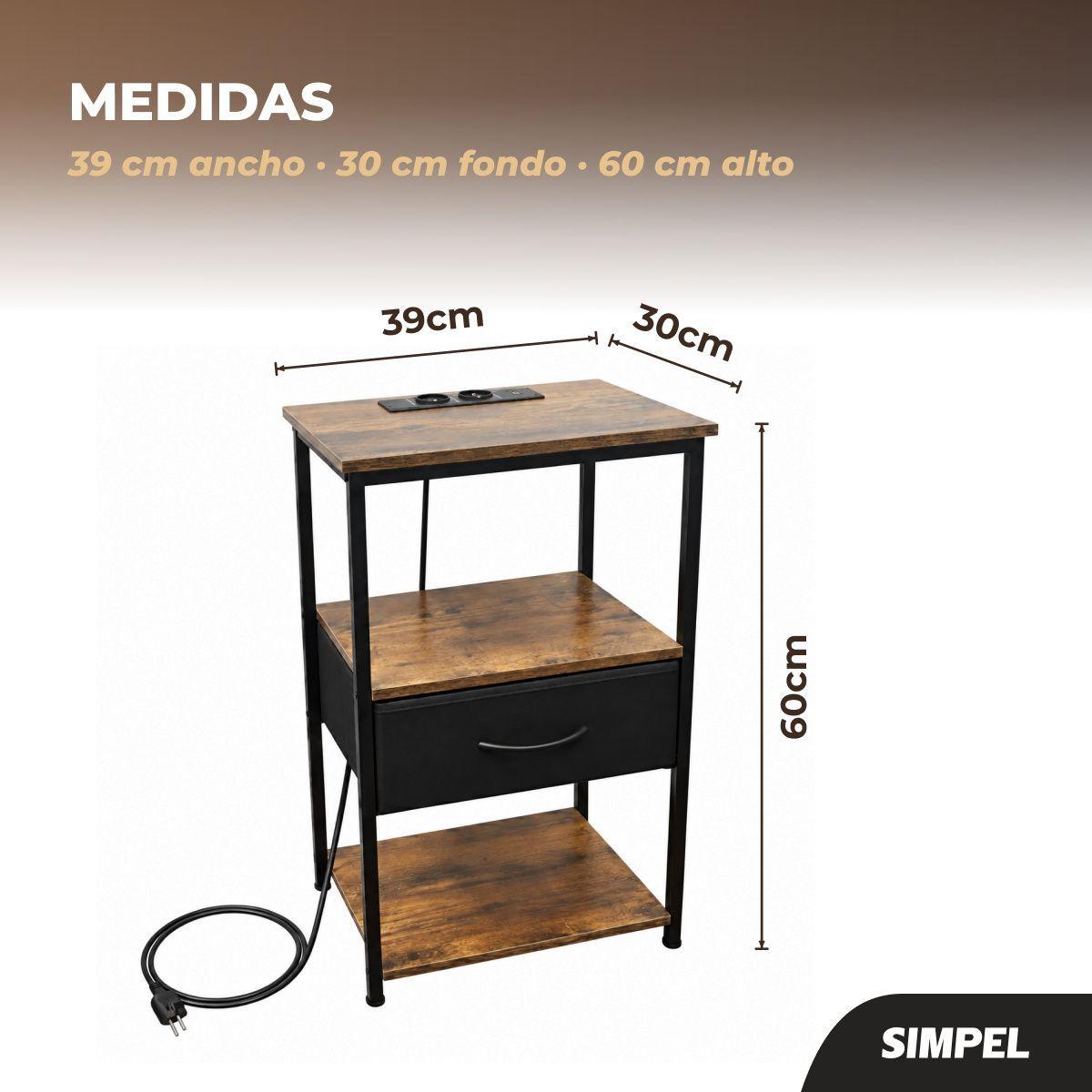 Velador Moderno Puerto Usb Tomacorrientes Simpel Mesa Noche Mate-4