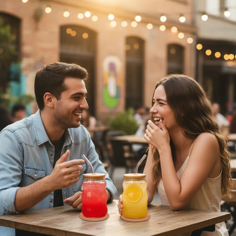 4 Vasos Creativos Con Posavasos Tapa Bamb Y Bombillas 530ml-3